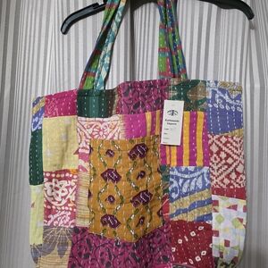 Kalamkari Patchwork Tote Bag - Multicolor. NWT